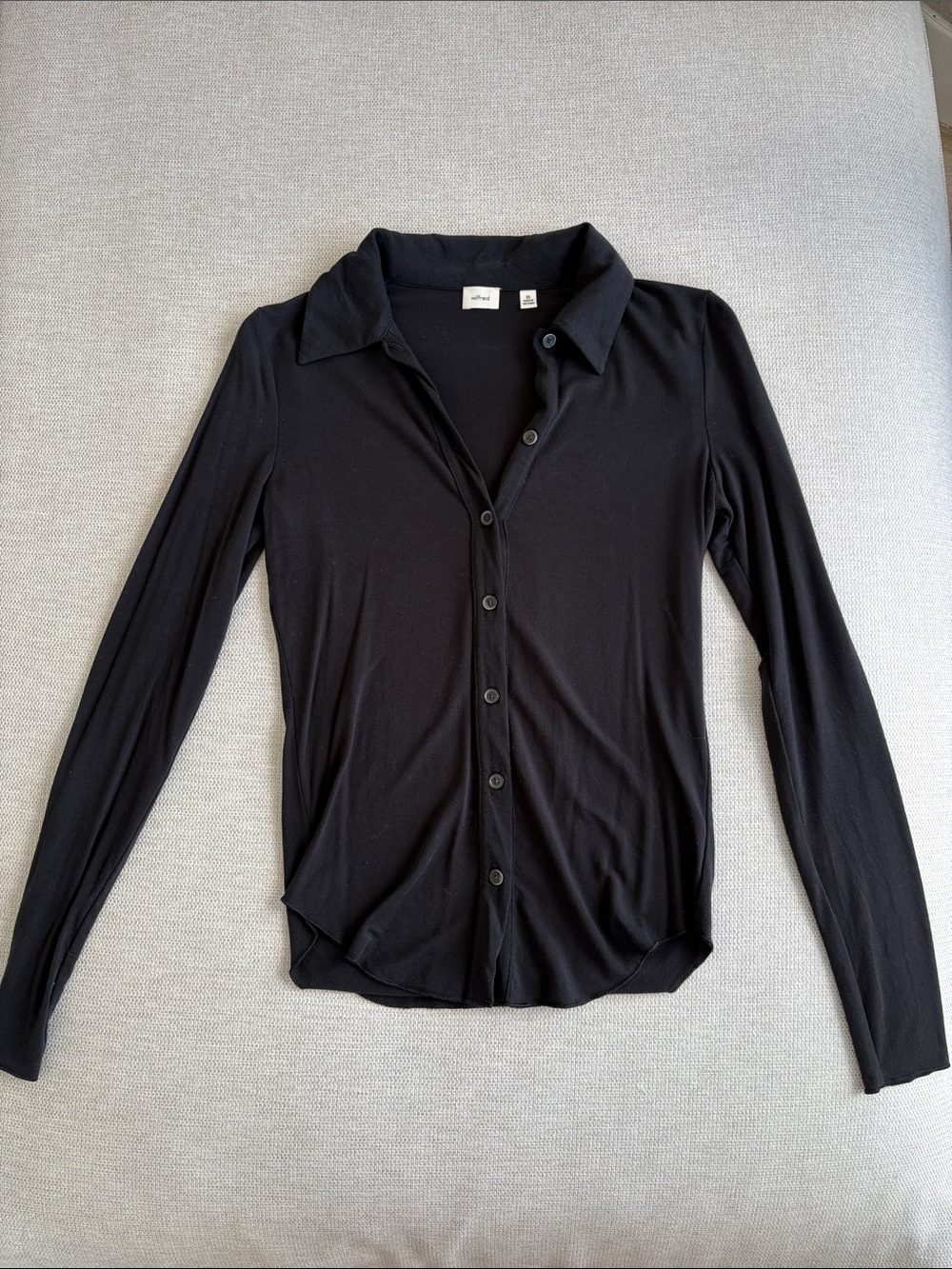 WILFRED Slim Fit Black Long-Sleeve Button-Up Shirt